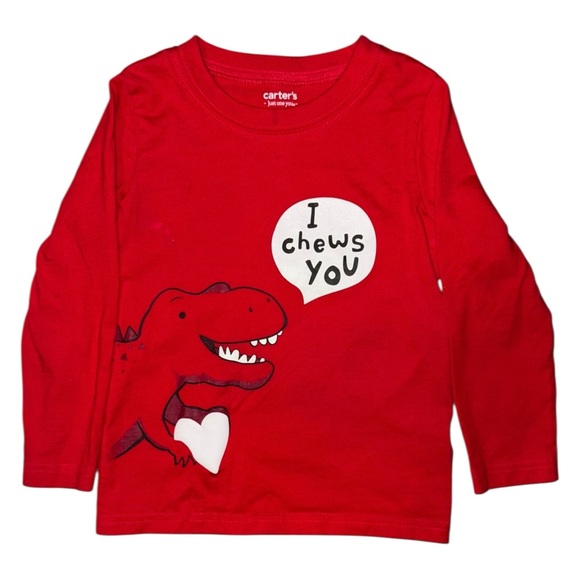 Carter's Red Long Sleeve Tee with Dinosaur Graphic - Picture 1 of 2